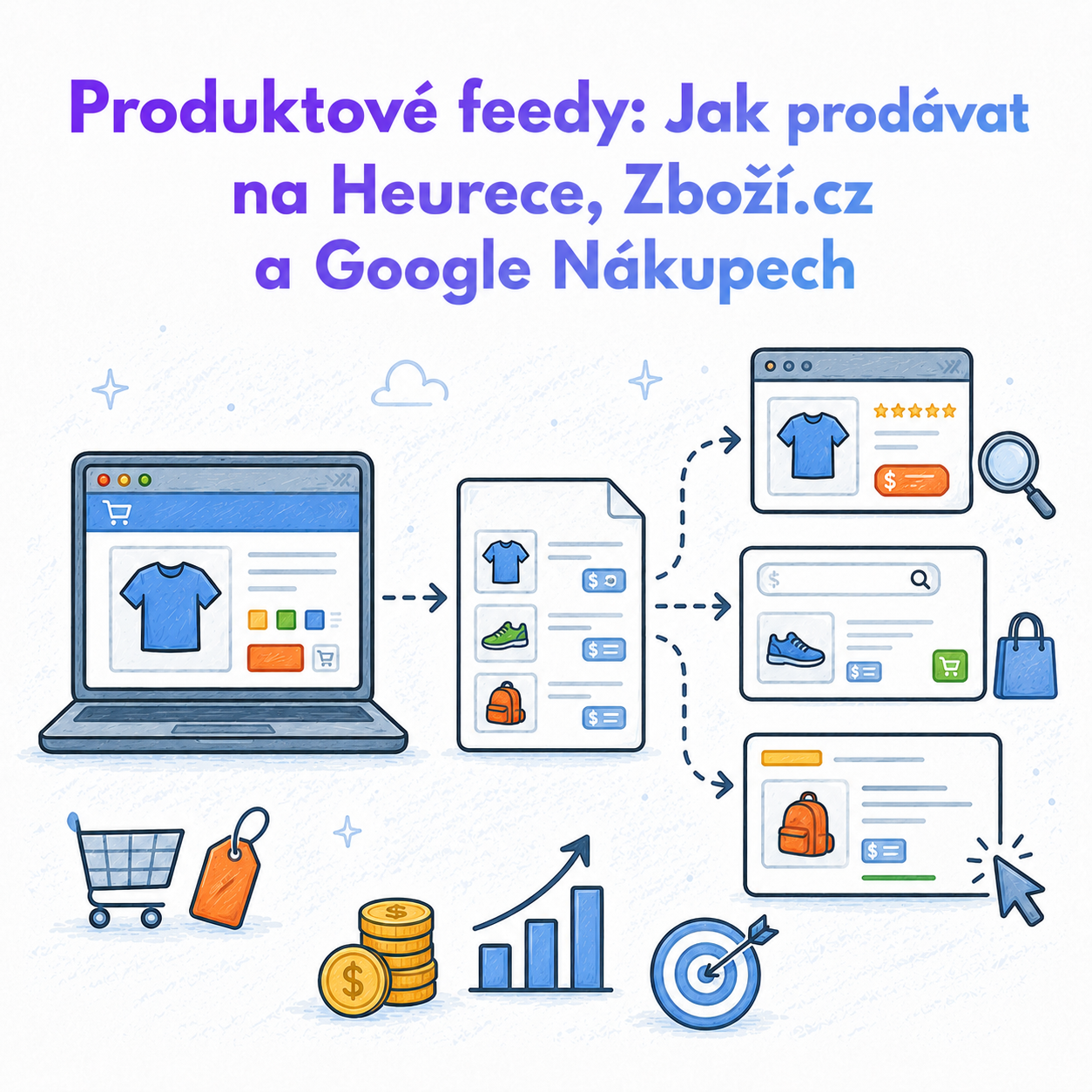 🛒 Produktové feedy: Jak prodávat na Heurece, Zboží.cz a Google Nákupech